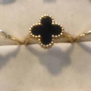 Gold-Plated Black Clover Accent Ring
